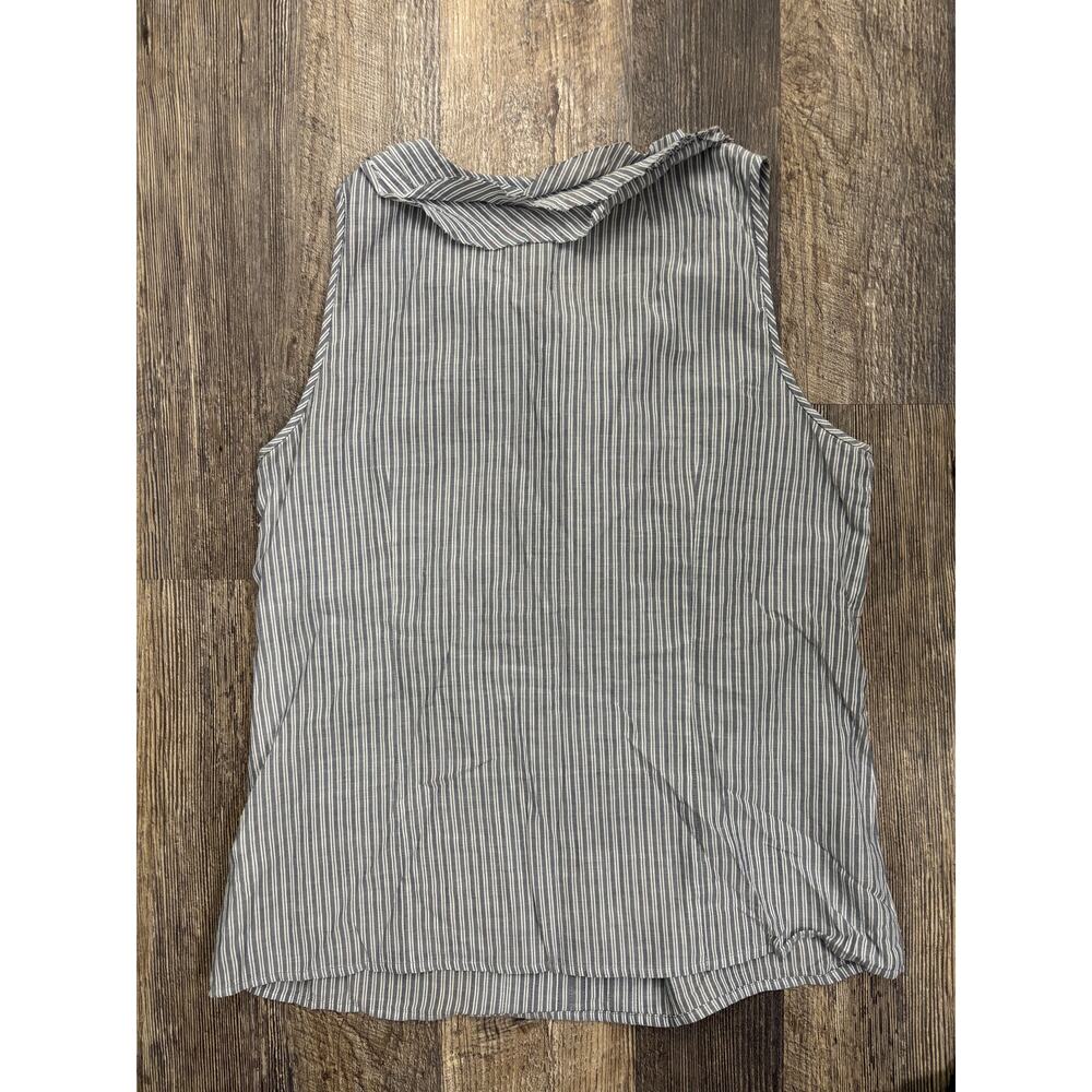 J.Crew Womens Blue White Striped Ruffle Neck Sleeveless Cotton Blouse Top Size 8 - Picture 5 of 5